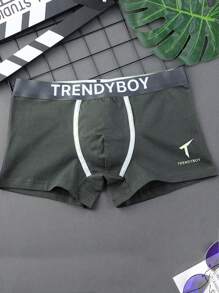 3pcs Men's Letter Printed Boxer Briefs, Absorbs Sweat - Multicolor - View 5