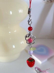 1pc Cute Strawberry Mobile Phone Chain Pendant, Keychain, Backpack Decor, Car Key Ring, Daily Accessory For Women, Family, Friends Valentine's Day Valentines Car Accessories Bag Charm School Goth Y2k Halloween Accessories Teachers Day Christmas Gift Ideas Bag Accessories Lanyards With Id Holder Car Accessories Bag Charms - Beaded Mobile Phone Chain - View 6