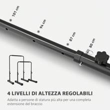 Sportnow Set 2 Barre per Dip Regolabile su 4 Altezze con Maniglie Antiscivolo, Push Up Bar in Acciaio, 70x50x80-105 cm, Nero - nero - Visualizzare 4
