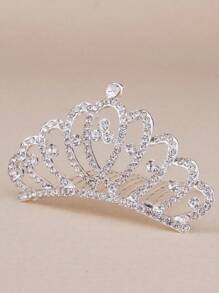 1pc Girls Birthday Gift Crystal Crown Headband, Children Princess Crown Hair Comb Accessory
