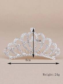 1pc Girls Birthday Gift Crystal Crown Headband, Children Princess Crown Hair Comb Accessory