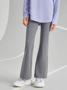 Balabala 女童长裤，秋季高腰喇叭紧身裤，2024 年新款，适合大龄少女 - 灰色 - 查看 2