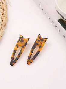 2pcs Cute Animal Acetate Hair Clips, Suitable For Women For Daily, Dating, Birthday, Valentine's Day, New Year Party, Beach Music Festival (Slight Color Difference), Hair Accessories, Hair Barrettes Claw Clips, School Stuff, Head Accessories - Cat Hair Clip - View 11