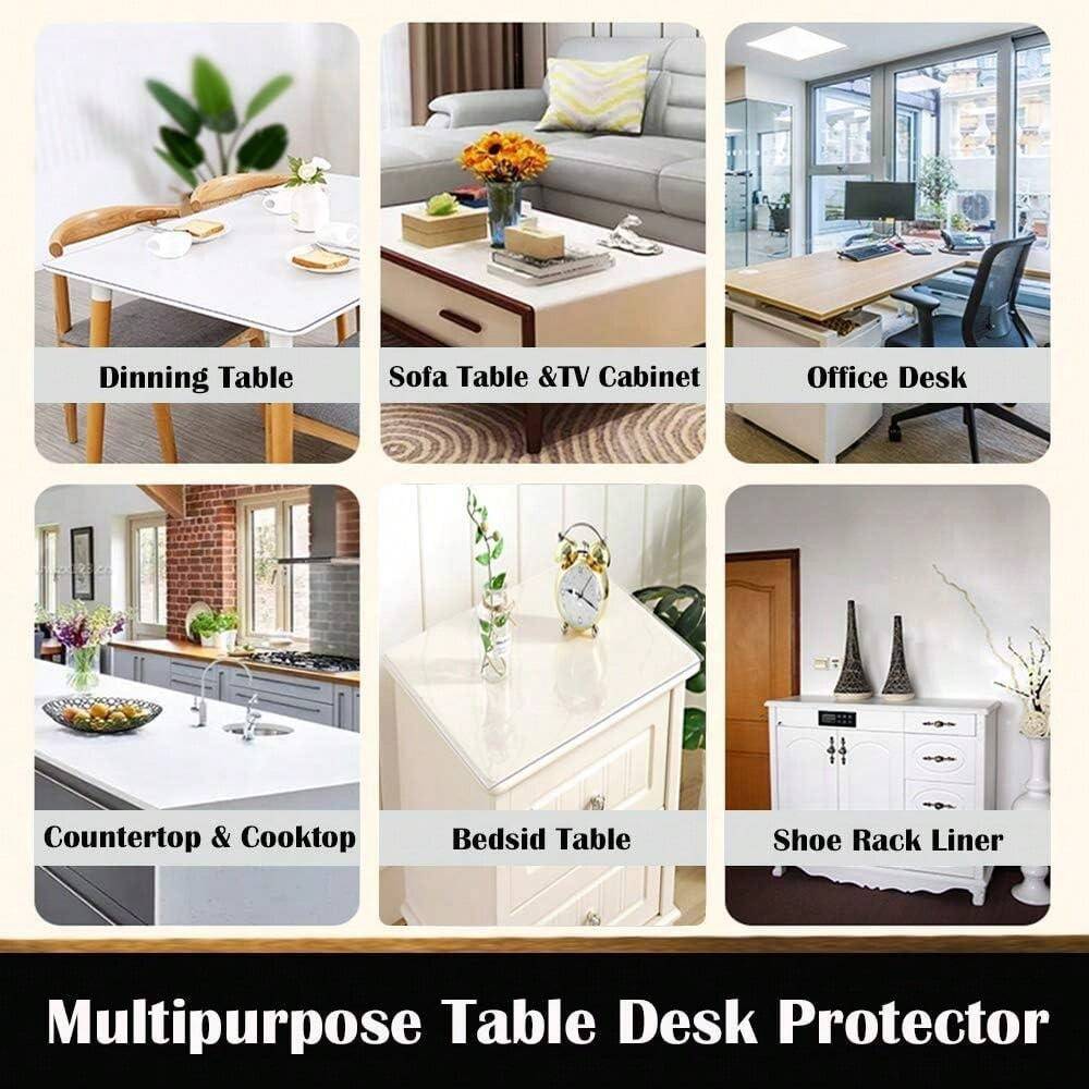 1pc Transparent Table Cover, Heat Resistant, Waterproof, Scratch Proof
