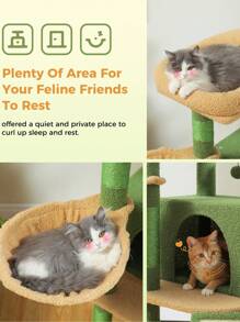 PAWZ Road Cat Tree, Multi-Level Cat Tower For Indoor Cats, Cat Climbing Tree With Sisal Wrapped Scratching Posts, Deep Hammock And Interactive Cat Toys - Green - View 6