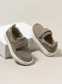 新款春夏秋季儿童乐福鞋，英伦风格钩环防滑耐用系带，舒适透气休闲软底驾车鞋 - 卡其色 - 查看 4