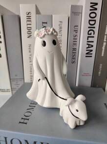 1 件万圣节幽灵遛狗雕像，可爱幽灵遛狗装饰，万圣节家居桌面装饰，节日氛围装饰 - 白色 - 查看 9