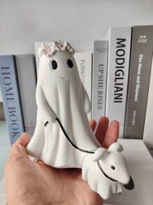 1 件万圣节幽灵遛狗雕像，可爱幽灵遛狗装饰，万圣节家居桌面装饰，节日氛围装饰 - 白色 - 查看 7