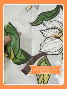 1pc Floral Pattern Colorful Static Cling Window Film, Double-Sided Decorative Glass Sticker, Glueless And Reusable, Stickers, Wall Decal, Vinyl Decal For Home Decorations, Spring Decoration Items Refresh Your Home, Rama Decoration Stickers Gifts Birthday Graduation