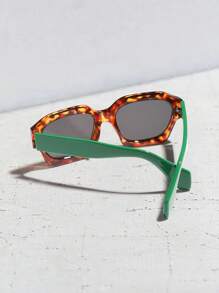 1 pieza Gafas de sol de estilo retro y bohemio con bloques de color antirreflectantes, adecuadas para playa, fiesta, viaje, gafas de moda para verano, vacaciones en la playa, exteriores, viajes