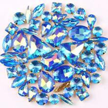 50 piezas/paquete, caramelos de gelatina de colores AB en formas mixtas, piedras de cristal coser a mano con base de metal dorado plano con agujeros, material de costura brillante con piedras preciosas para accesorios DIY, se pueden usar para decorar ropa, vestidos, bolsos, zapatos, broches, aretes, manualidades