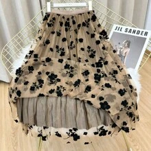 Falda Larga DOBLE VISITAS Para Mujer CON ENCAJE estampado con flores