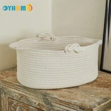 OYHOMO 1 件椭圆形收纳篮绳编篮架子篮带手柄，适用于玩具、衣服、毛巾、卧室、浴室、洗衣房的家居装饰篮 - 彩色 - 查看 11