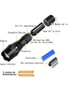Linterna Led Cree 2000 Lumenes Similar Linterna Lumify X9,Alcance De Proyección 500m. - Negro - Ver 9
