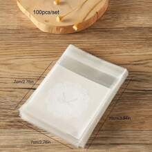 100 个白色领结设计自粘袋，适用于饼干、蛋糕、巧克力、糖果、零食包装，透明塑料袋，礼品袋，糖果袋，7*7 厘米（2.76 英寸*2.76 英寸） - 彩色 - 查看 2