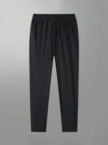 Set de 2 pantalones casuales para hombre, de pierna recta, ligeros, transpirables y de secado rápido para deportes y uso al aire libre, color negro, para primavera y verano - Negro - Ver 2