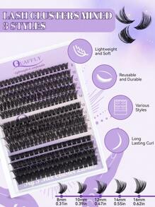 Lash Kit 60D+80D+100D Lash Kit 244Pcs DIY Lash Kit  Lash Clusters 8-16mm Cluster Eyelash Kit With Lash Bond And Seal  Lash Remover Lash Brush Lash Applicator Tool - màu đen - Xem 2