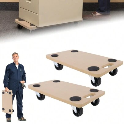 VA-Cerulean Transport Roller Rolling Board 2 Pieces, 580x290x108mm, Furniture Roller Including Rubber Pads, Rolling Boards Transport Aid For Moving Furniture Transport Max. 200kg Load Capacity