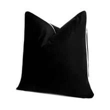 1pc Solid Color Velvet Piped Edge Pillowcase, Suitable For Bed And Sofa - Black - View 4