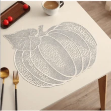 1/4/6 piezas Manteles individuales diseño de patrón calado dorado de PVC, fácil de limpiar, antideslizante, resistente a las manchas y al calor, para mesa de comedor, mesa de café, mesa final, escritorio de entrada, mesa de cocina o fiestas, decoración de fiesta de boda, festival, manteles individuales redondos para decoración de mesa de Acción de Gracias, Halloween - Multicolor - Ver 16