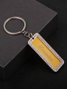 1 szt. Spersonalizowany brelok z grawerowanym imieniem i numerem telefonu, wzór z intarsjowanymi klejnotami, wyjątkowy prezent na Dzień Ojca, Walentynki, urodziny, rocznicę, przyjaciół, ukończenie szkoły, Boże Narodzenie, rodzinę