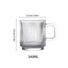 1pc Vertical Stripe Embossed Glass Mug With Handle, Suitable For Coffee, Water, Milk, Home & Kitchen - Multicolor - View 4