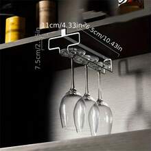 1 pieza Soporte para copas de vino - Estante para copas debajo del gabinete, soporte para almacenamiento de copas de vino, organizador de metal para bar y cocina - Multicolor - Ver 2