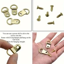 50/100pcs D-Shaped Half Circle Ring Photo Frame Hanging Ring With Screw Hook, Photo Frame Hook, Photo Frame Hardware Accessories, Triangle Hook, Double Hole Hook, Picture Frame Dark Buckle - Silver - View 7