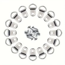 50/100pcs D-Shaped Half Circle Ring Photo Frame Hanging Ring With Screw Hook, Photo Frame Hook, Photo Frame Hardware Accessories, Triangle Hook, Double Hole Hook, Picture Frame Dark Buckle - Silver - View 4