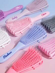 个性化梳子，自定义名称梳子顺发 1 件干湿使用章鱼顺发刷块发刷 1 件顺发刷适用于卷发手持式防毛躁发梳适用于所有发质男女礼物，发刷/发梳定制礼物 - 彩色 - 查看 2