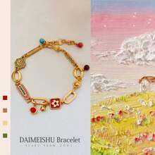 1pc Handmade Colorful Drip Flower Bracelet, Delicate & Feminine, Suitable For Daily Wear, Beach Party Or As Birthday Gift For Girlfriend Valentines - Multicolor - View 7