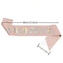 1Pc,'Birthday Princess' Sash For Women,Happy Birthday Sash Hot Pink White Rose Gold With Iridescent Foil Sash For 21st 30th 40th 50th Birthday Sash Gift Or Any Bday Party Birthday Party, For Any Age - Multicolor - View 2