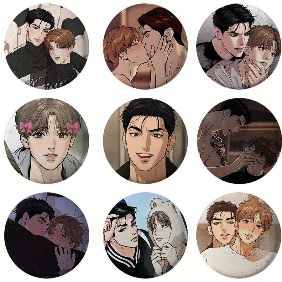 58mm koreanischer Manga Button Pin BL Manhwa Jinx Joo Jaekyung Kim Dan Anime Anstecknadel Abzeichen Fans Sammeln Geschenktüte Dekoration
