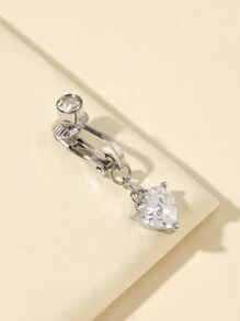 1 件锆石心形肚脐夹，适合性感舞蹈服装情人节、妈妈、母亲、母亲节、礼物 - 銀色 - 查看 2