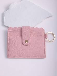 1pc PU Leather Card Holder With Keychain And Tassel Pendant For Women, Card Case And Coin Purse