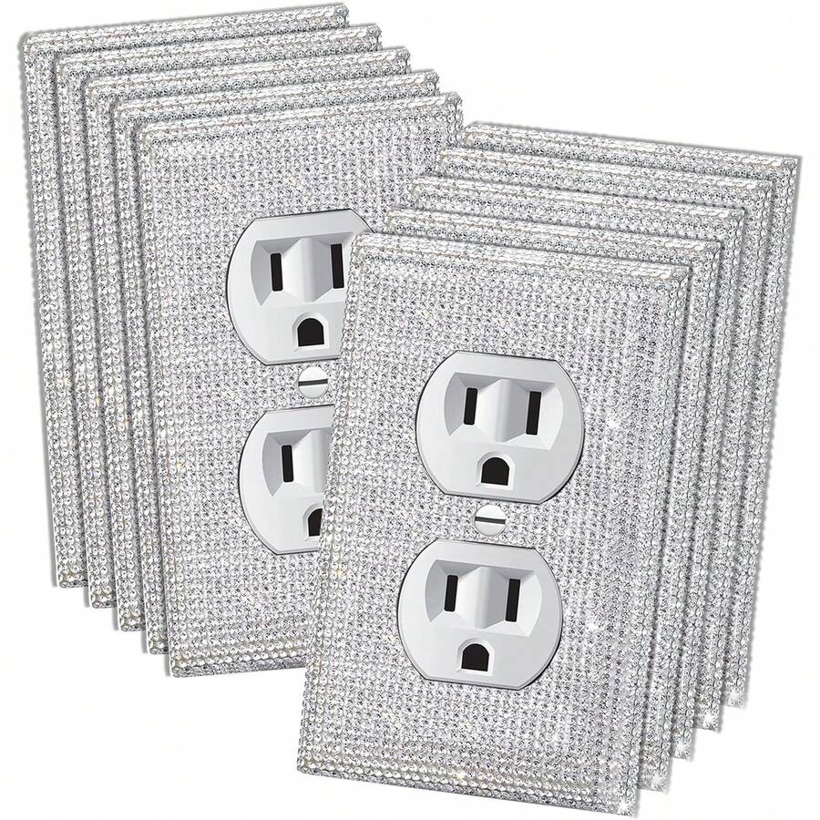 Shiny Silver Rhinestone Wall Plate Cover Decorative Light Switch Cover Bling Rhinestones Switch Covers Wall Plate Cover