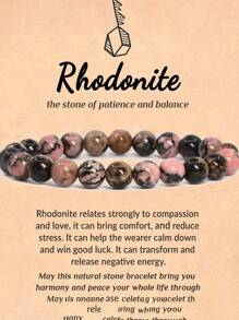 1pc Natural Color Handmade Woven Gemstone Bracelet, Unisex Single Wrap Obsidian & Tiger Eye Stone Bracelet - Multicolor - View 8