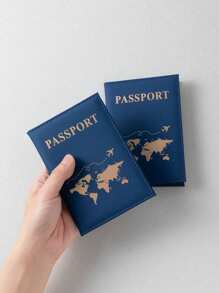 1 pièce Étui de passeport en PU créatif avec porte-billet, étui de passeport mode pour voyage de vacances, protection de l'étui de passeport