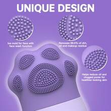 1pc 11cm Cat Paw Shaped Face Ice Mold Silicone Ice Roller, For Making Ice Cubes For Facial Use. Ergonomic Design For Better Grip, Can Add Skincare Essence And Freeze Together, Made Of Food-Grade Silicone, Easy To Demould And Leak-Proof. With Soft Brush Design, Can Be Used For Face Cleansing. 100% Made Of Food-Grade Silicone.