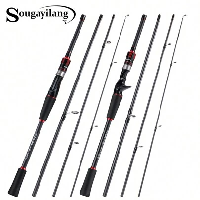 SOUGAYILANG 1.8m-2.1m Fishing Rod, Spinning/casting, Portable Travel 4 Sections Ultralight Carbon Fiber Eva Handle Fishing Tackle
