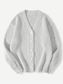 Men's Cozy Loose Knit Cardigan Sweater, Thickened For Autumn/Winter - Light Grey - View 4