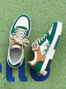 高帮休闲硫化鞋，复古设计秋冬季复古风格运动鞋 - 米綠 - 查看 8