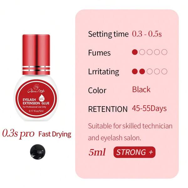 Glamlash 1 Peça 5Ml Extensão De Cílios Cola Individual Falso Cílios Preto Adesivo Kit Para Profissional Usar