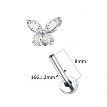 SWANJO 1 pièce Boucle d'oreille à tige plate en titane de mode avec papillon CZ, piercing tragus hélix pour bijoux de corps