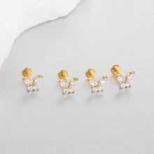 SWANJO 1 pièce Boucle d'oreille à tige plate en titane de mode avec papillon CZ, piercing tragus hélix pour bijoux de corps