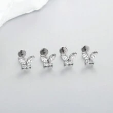 SWANJO 1 pièce Boucle d'oreille à tige plate en titane de mode avec papillon CZ, piercing tragus hélix pour bijoux de corps
