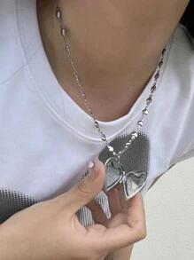 1 Piece Sweet Goth Harajuku Aesthetic Forever Heart Pendant Necklace For Women Girls Y2k Vintage Punk Jewelry Accessories Valentines,Mom,Mother,Mother's Day,Gift