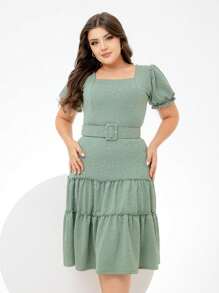 Plus Size Dresses - 橄欖綠 - 查看 3