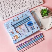 6 piezas/set de artículos de papelería con diseño de dibujos animados, suministros de premios de aprendizaje para estudiantes - Multicolor - Ver 8