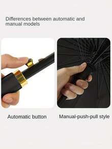 1pc 24-Bone Long Shank Umbrella, Automatic Open Golf Umbrella, Unisex Windproof Umbrella - Default - View 5